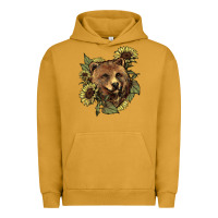 Pigment Peanut Butter bear head sunflowers Urban Hoodie - NancyCooperArtShop