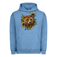 Pigment Pebble Blue bear head sunflowers Urban Hoodie - NancyCooperArtShop