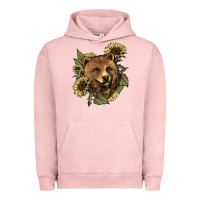 Pigment Salmon bear head sunflowers Urban Hoodie - NancyCooperArtShop