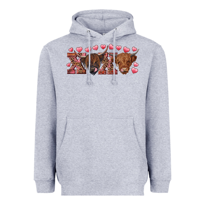 Xoxo Highland Cows Heavyweight Hoodie by RanaPortraitStore | Teevron