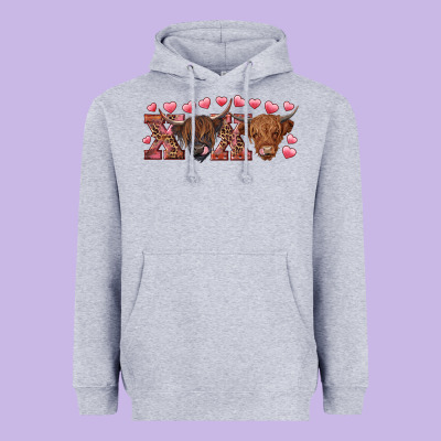 Xoxo Highland Cows Heavyweight Hoodie Designed By Ranaportraitstore