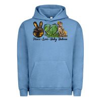 Pigment Pebble Blue Peace Love Baby Baboon Urban Hoodie - LillyAllenDesigns