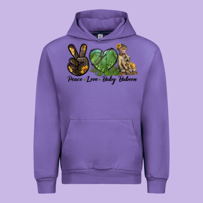 Peace Love Baby Baboon Urban Hoodie Designed By Lillyallendesigns