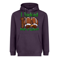 Plum i tackled 100 days of school football Heavyweight Hoodie - texasbilliewilder
