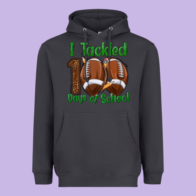 I Tackled 100 Days Of School Football Heavyweight Hoodie Designed By Texasbilliewilder