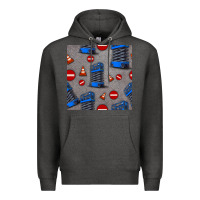 Charcoal Heather scissor lift seamless pattern Premium Hoodie - BundleAndBundleShop