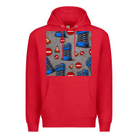 Red scissor lift seamless pattern Premium Hoodie - BundleAndBundleShop