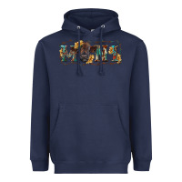 Navy western mini black highland calf Heavyweight Hoodie - RanaPortraitStore