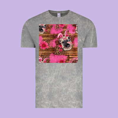 Easter Heifer With Bunny Ears Seamless Pattern Vintage Tee Designed By Artiststas