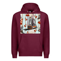 Burgundy forklift seamless pattern Premium Hoodie - BundleAndBundleShop