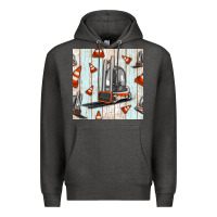 Charcoal Heather forklift seamless pattern Premium Hoodie - BundleAndBundleShop