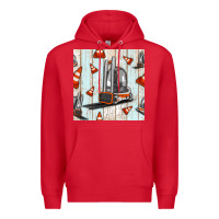 Red forklift seamless pattern Premium Hoodie - BundleAndBundleShop