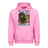Fuchsia Pink life is better with a dachshund Urban Hoodie - BarkalooDesign