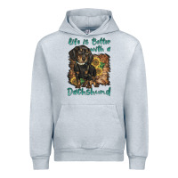 Heather Grey life is better with a dachshund Urban Hoodie - BarkalooDesign