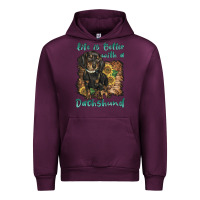 Mauve Wine life is better with a dachshund Urban Hoodie - BarkalooDesign