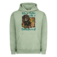 Pigment Oil Green life is better with a dachshund Urban Hoodie - BarkalooDesign