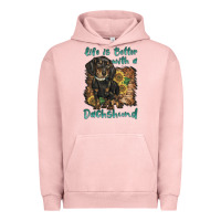Pigment Salmon life is better with a dachshund Urban Hoodie - BarkalooDesign