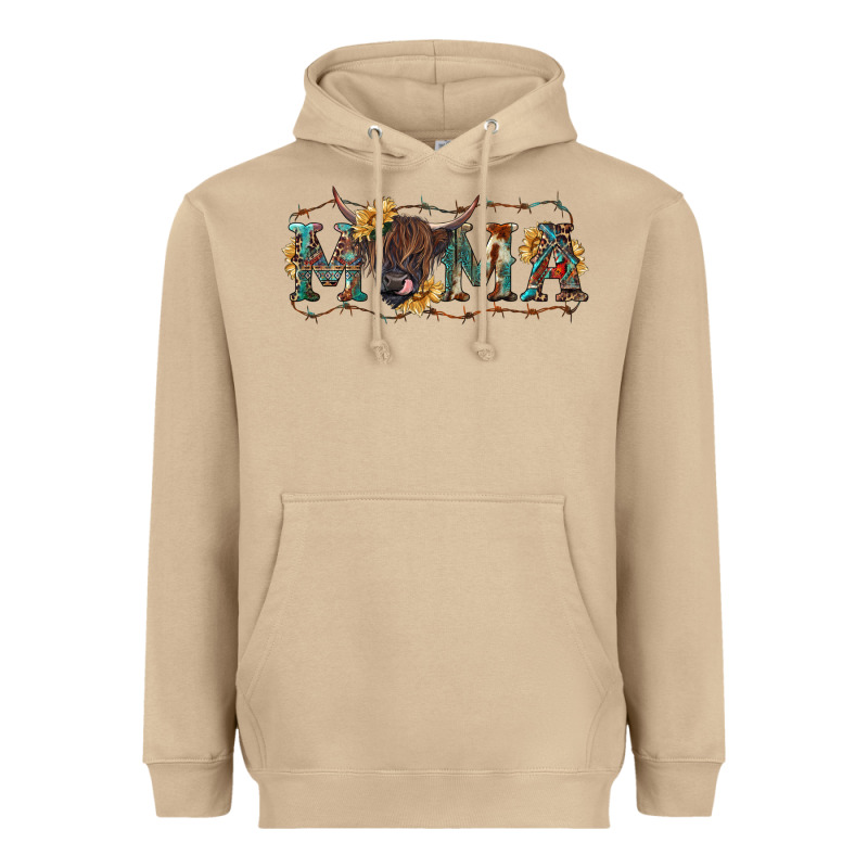 Western Mama With Highland Cow Heavyweight Hoodie by RanaPortraitStore | Teevron