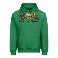 Emerald Peace Love Elephant Urban Hoodie - LillyAllenDesigns