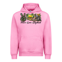 Fuchsia Pink Peace Love Elephant Urban Hoodie - LillyAllenDesigns