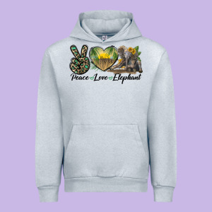 Peace Love Elephant Urban Hoodie Designed By Lillyallendesigns