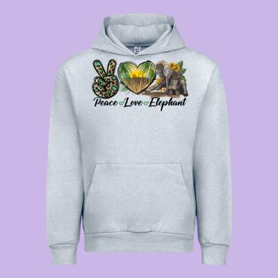 Peace Love Elephant Urban Hoodie Designed By Lillyallendesigns
