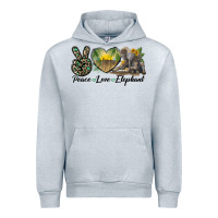 Heather Grey Peace Love Elephant Urban Hoodie - LillyAllenDesigns