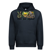Navy Peace Love Elephant Urban Hoodie - LillyAllenDesigns
