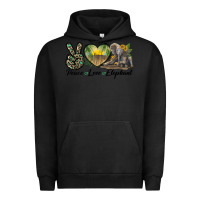 Pigment Black Peace Love Elephant Urban Hoodie - LillyAllenDesigns