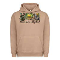 Pigment Burro Peace Love Elephant Urban Hoodie - LillyAllenDesigns