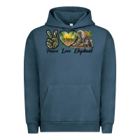 Pigment Midnight Navy Peace Love Elephant Urban Hoodie - LillyAllenDesigns