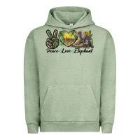 Pigment Oil Green Peace Love Elephant Urban Hoodie - LillyAllenDesigns