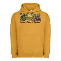 Pigment Peanut Butter Peace Love Elephant Urban Hoodie - LillyAllenDesigns