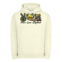 Pigment Pistachio Peace Love Elephant Urban Hoodie - LillyAllenDesigns