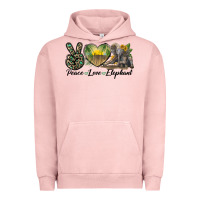 Pigment Salmon Peace Love Elephant Urban Hoodie - LillyAllenDesigns