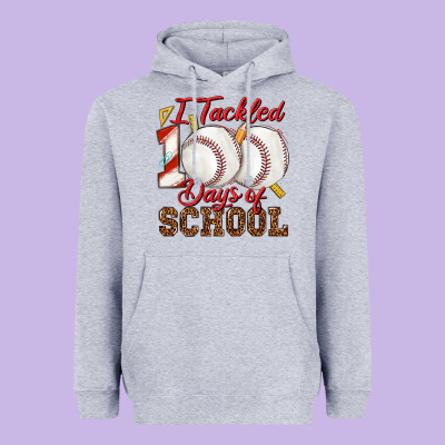 I Tackled 100days Of School Baseball Heavyweight Hoodie Designed By Texasbilliewilder