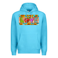 Ocean Blue love and sunflower with pen and apple license plate template Premium Hoodie - Artiststas