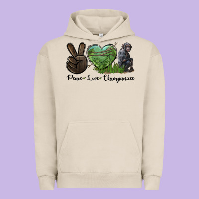 Peace Love Chimpanzee Urban Hoodie Designed By Lillyallendesigns