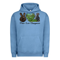 Pigment Pebble Blue Peace Love Chimpanzee Urban Hoodie - LillyAllenDesigns