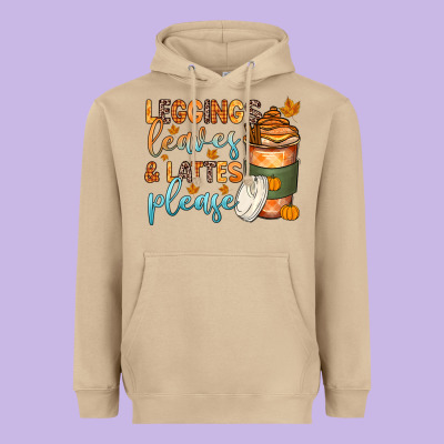 Leggins Leaves And Lattes Heavyweight Hoodie Designed By Zillion Design Studio