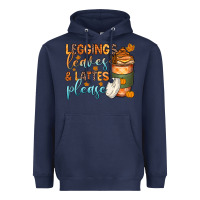 Navy leggins leaves and lattes Heavyweight Hoodie - Zillion Design Studio