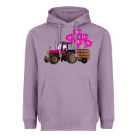 Lavender valentine's day pink tractor with pin heart balloons Heavyweight Hoodie - RanaPortraitStore