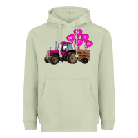 Matcha valentine's day pink tractor with pin heart balloons Heavyweight Hoodie - RanaPortraitStore