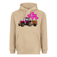 Mushroom valentine's day pink tractor with pin heart balloons Heavyweight Hoodie - RanaPortraitStore