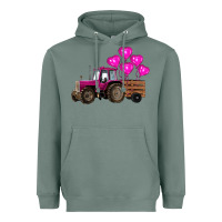 Sage valentine's day pink tractor with pin heart balloons Heavyweight Hoodie - RanaPortraitStore