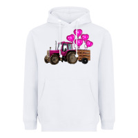 White valentine's day pink tractor with pin heart balloons Heavyweight Hoodie - RanaPortraitStore