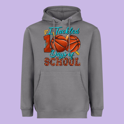 I Tackled 100days Of School Basketball Heavyweight Hoodie Designed By Texasbilliewilder