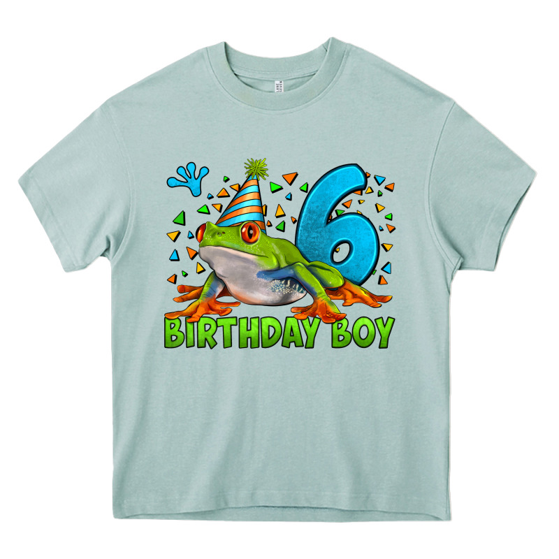 Birthday Boy Frog Age 6 Heavy Core Tee by LillyAllenDesigns | Teevron