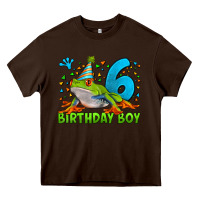 Chocolate Brown birthday boy frog age 6 Heavy Core Tee - LillyAllenDesigns