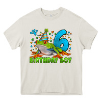 Cream birthday boy frog age 6 Heavy Core Tee - LillyAllenDesigns